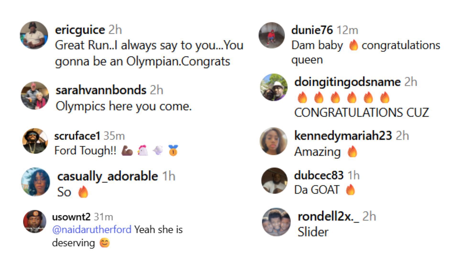 JaMeesia Ford fan reactions (Image Source: gamecocktrackxc/Instagram)